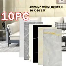kit 10 placa adesiva 3d mármore de parede relevo lavável 30cm x 60cm