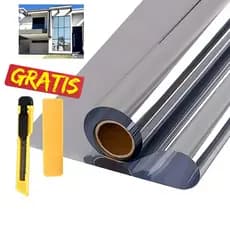 Película Insulfilm Prata/Preto Espelhada, Refletiva, Poliéster profissional, G5, Grátis Espátula