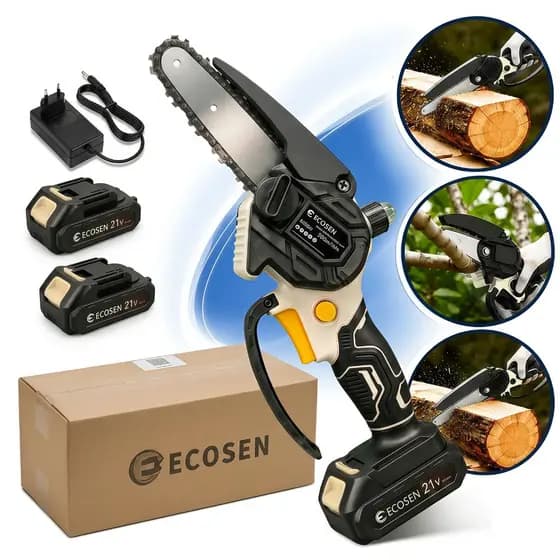Motosserra Elétrica Portátil 6/8 Polegadas  21v 2 Baterias e Acessórios
