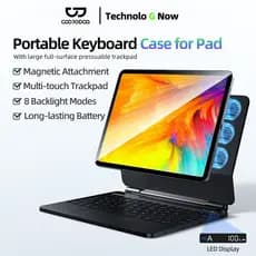 Teclado Magnético GOOJODOQ Para Air4/5/6 Pro11 (2018-24) Gen10 A16 2025 Display LED (Em Inglês)