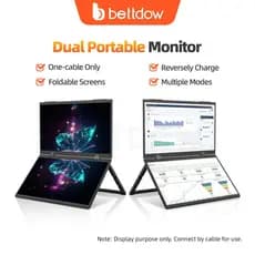 BETTDOW Monitor De Tela Dupla De 15.4 Polegadas Dobrável 315 Graus Portátil 16 : 9 IPS FHD Display Com Suporte HD