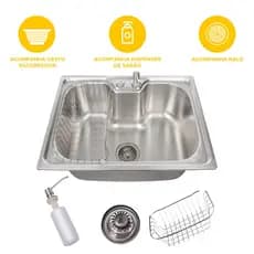 Cuba para cozinha gourmet pia aço inox com acessórios 50x40cm