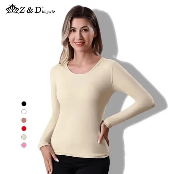 Z&D Blusa Térmica Feminina Segunda Pele Manga Larga Dupla Camada Aveludada  DRNY02