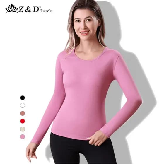 Z&D Blusa Térmica Feminina Segunda Pele Manga Larga Dupla Camada Aveludada  DRNY02