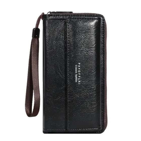 Carteira Longa de PU Masculina CHENXIAOH – Slots para Múltiplos Cartões, Clutch de Grande Capacidade, Carteira para Tele
