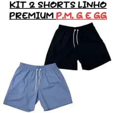 Kit 2 Shorts Linho Mauricinho Adulto Premium Confort elástico cintura casual 2 bolsos laterais e traseiro envio imediato