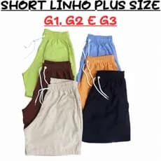 Short Linho Masculino Plus Size G1 G2 G3 Bermuda Mauricinho Tamanho Grande Casual Verão com Bolsos laterais Envio rapido