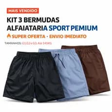 Kit 3 Bermudas Masculina Plus Size Alfaiataria Sport Casual Premium Academia 2 bolsos Lateraise Traseiro Envio rápido