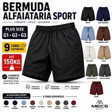 Bermuda Masculina Plus Size Alfaiataria Sport Casual Premium Academia 2 bolsos Lateraise Traseiro Envio rápido
