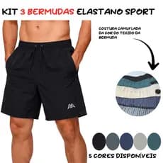Kit 3 Bermudas Elastano Masculinas MECS WEAR Academia Futebol Corrida Tecido respirável 2 Bolsos Laterais