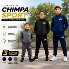 Conjunto Infantil Juvenil Chimpa Sport Flanelado 2 ao 16 Anos Unissex MECS WEAR Escolar Frio