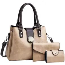 BOLSA FEMININA mY EK 3 PEÇAS - LINHA ELEGANCE - KHAKI