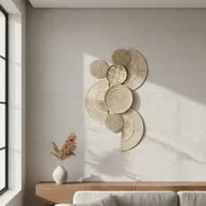 Decoração Parede Boho Composição Peneiras, Leques E Sousplat