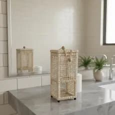 Porta Papel Higiênico Com Pé De Palha De Milho Decorativo