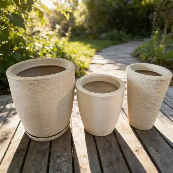 Kit 3 Vasos Decorativo Planta Coluna Bojo Escovado