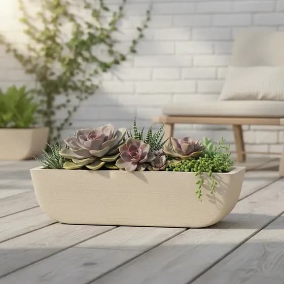Vaso Jardineira Carrara Ecovada Luxo G Para Plantas 80x29x25 Sem Prato