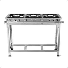 Fogão 3 Bocas Inox Industrial Baixa Pressão Chama Dupla