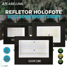 Holofote Refletor Led ECO Pro 200W 100W 50W Branco Frio 6500K Branco Quente Verde | IP65 Bivolt