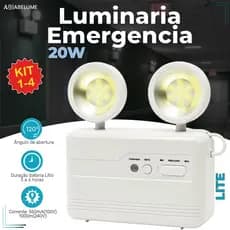 Luminária de Emergência Led 20W Luz Branco Frio com 2 Farol 40 LEDS Modelo Novo