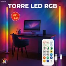 1-2 Luminária de Chão RGB LED 5050 Torre Inteligente com Controle 9.6W Barra Modo Música via USB