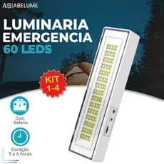 Luminária Emergência Lâmpada Portátil 60 Leds Recarregável Bivolt Luz Branca Fria