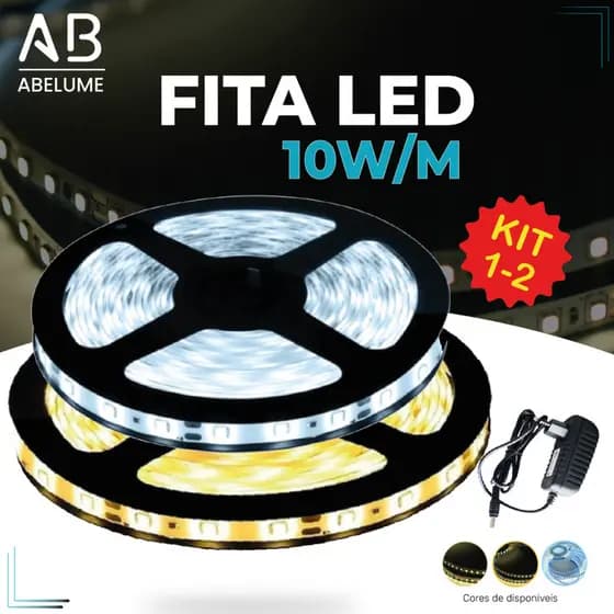 Fita LED 3528 Super Led Ultra 5M a prova d'água 300 Leds + Fonte | Branco Frio, Branco Quente e Branco Neutro | IP20 (Acompanha Fonte)