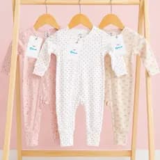 Kit com 3 Macacão Bebê para Menina 100% Algodão Macacão com Zíper Vira Pé infantil