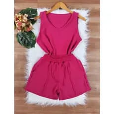 Conjuntos Femininos Estilo Moda Verão Duna Blusa Gola V Shorts Elegância Conforto