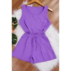 Conjuntos Femininos Casual Liso Regata Cores Verão