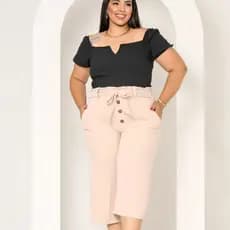 Pantacurt Feminino  Até Canela Cintura Alta  Capri  Com Bolso  # PANTACOUR