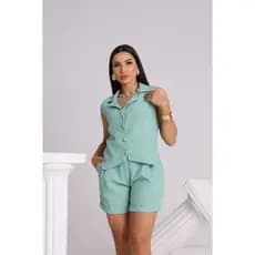 Conjunto Feminino Colete Alfaiaria Short E Blusa