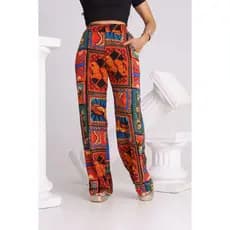 Calça Pantalona Feminino Cintura Alta Com Bolso  Pantalona Estampa Lindas Maravilhosas