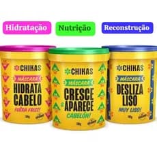 Chikas Kit Cronograma Capilar Cabelos Lisos  (Hidrata Cabelo, Cresce e Aparece e Desliza Liso 700Gr)