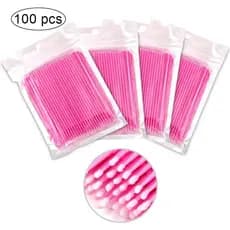 Kit 100 Microbrush Cotonete Alongamento Fio A Fio Cílios