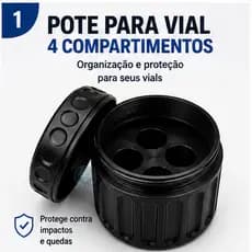 Porta Ampolas 3ml 4 Compartimentos Organizador Peptídeos Trizer Tampa Transporte Seguro Remédios Rosca Dupla