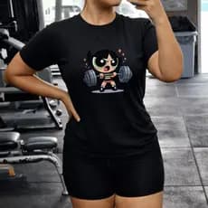 Camiseta Plus Size Feminina Estampada Docinho Super Poderosas Academia 100% Algodão Camisa