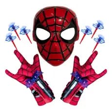 2 Luva Infantil Homem Aranha Lança Teia + Mascara Spider Man
