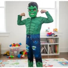 Fantasia Infantil Hulk LONGA Com Enchimento Com Máscara DE PLASTICO FILME VINGADORES IDENTICA CONFORTAVEL