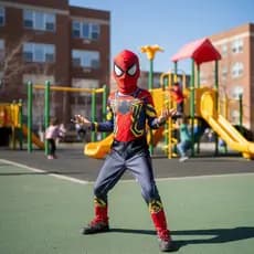 Fantasia Homem Aranha DOURADO Infantil  Completa Com Mascara DE PANO IDENTICA