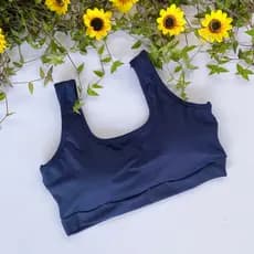 Top Básico Azul Marinho Academia Fitness Forrado e Com Bojo Removível