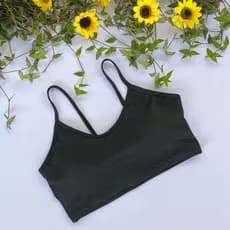 Top De Alcinha Preto Academia Fitness Forrado e Com Bojo Removível
