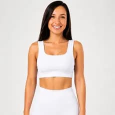Top Básico Branco Academia Fitness Forrado e Com Bojo Removível Primavera / Verão