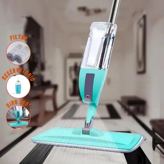Mop Spray Giratório Limpeza Flash Mágico Rodo Esfregão Flat