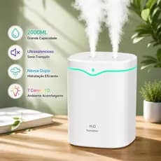 Umidificador De Ar E Aromatizador Bico Duplo De Ambiente Grande Com Luz Led Silencioso 2000ml