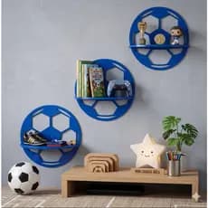 Kit 3 Nichos Redondos Bola De Futebol MDF Decoração Quarto Infantil Bebê Menino Prateleira Organizadora