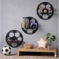 Kit 3 Nichos Prateleira Bola de Futebol em MDF – Decoração e Organização
