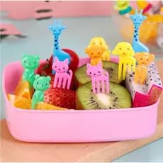 8 peças Mini Garfo Para Petisco Infantil de Fruta de Desenho Animado