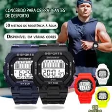 Relógio Masculino Smartwatch Esportivo Tatico Militar A Prova D Água Premium Digital Preto Com 2 Pilhas Baterias