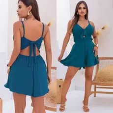Macaquinho Feminino Duna Curto Com Bojo Forrado Alça Regulável De Amarrar Casual Elegante Lançamento Moda Blogueira