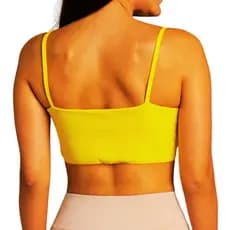 Top Fitness Feminino Poliamida com Bojo Amarelo Top de Treino Academia Duplo Confortável Ginastica
